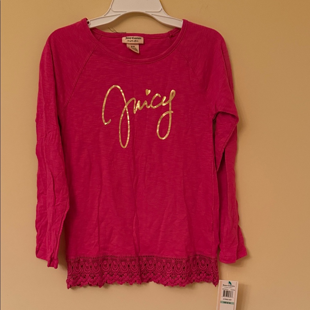 Juicy Couture Fuchsia Top‎ with Gold Script Sz 8/10